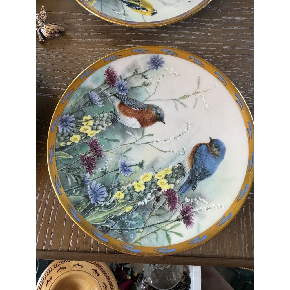 Four Lenox Natures Collage Plate Collection By Catherine McClung 8 inches